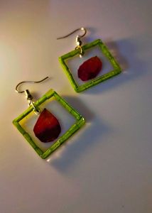 Unique Red Petal Drop Earrings