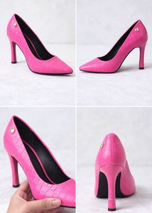 Hot neon pink pencil heel