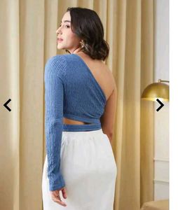 Stylish Blue One-Shoulder Crop Top