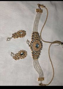 Elegant Pearl &amp; Gold Choker Set