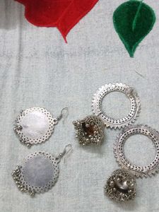Combo Oxidized Silver Jhumka Earrings