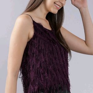 Women purple solid A-line top...