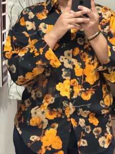 Floral Print Button-Up oversized Shirt