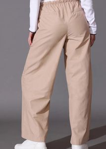 Beige Wide Leg Drawstring Trousers