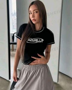 Black Graphic Crop Top