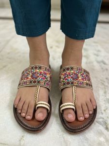 Embroidered Flat Sandals