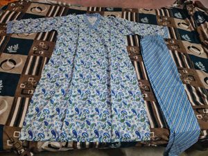 Blue Paisley Print Kurta Set