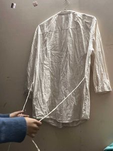 White Button-Up Shirt with strings