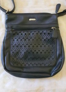 Stylish navy blue Faux Leather Crossbody Bag