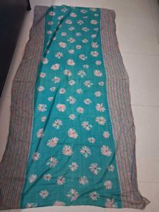 Blue Floral Print Kurta with Striped Pants