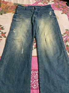 Wide Leg Distressed Jeans