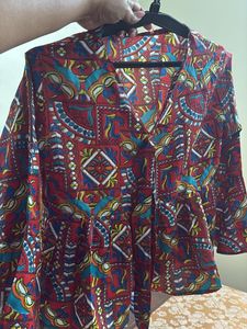 Vibrant Ethnic Print Peplum Top