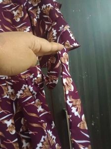 Maroon Floral Print Dress