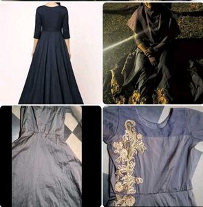 Elegant Grey Anarkali with Gold Embroidery