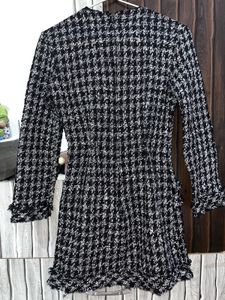 ZARA Houndstooth Tweed Mini Dress