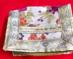 Floral Print 🌸Vanity Box Pouch with Gold Trim