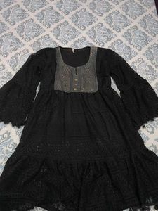 Black Lace Bell Sleeve Dress