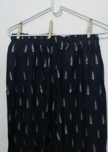 Black Palazzo Pants leaf paisley gold print