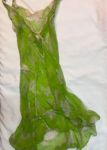 Green sheer Floral Print Dress