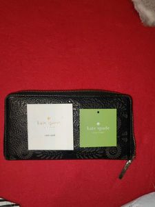 Kate Spade Black Embossed Floral Wallet