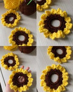 Crocheted Sunflower or Daisy Hair Tie
