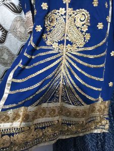 Stunning Blue Kurta Set with Gold Embroidery