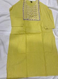 Yellow Embroidered Kurta Set with Dupatta