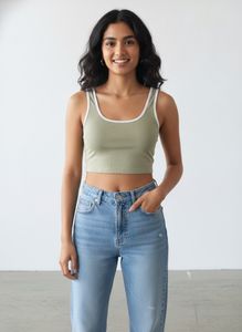 Olive Green Cropped Tank Top