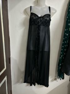 Black Lace & Sheer Nightgown