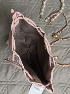 Chic Pink Butterfly Drawstring Pouch Bag