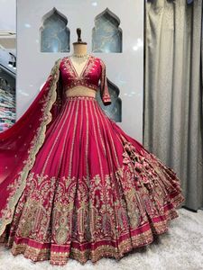Stunning Pink Embroidered Lehenga Choli