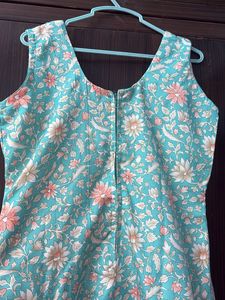 Beautiful Teal Floral Print Kurta