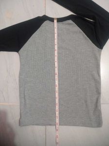 Grey &amp; Black Long Sleeve Raglan Top