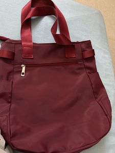 Maroon Tote Bag with Pink Sequins