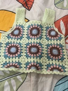 Light Wash Denim Mini Skirt and crochet top