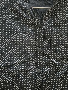 Black &amp; White Printed Kurta