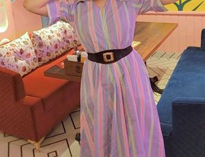 SALE:Striped Midi Dress with Belt