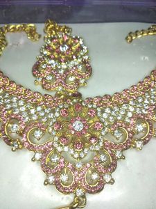 Pink & White Rhinestone Jewelry Set
