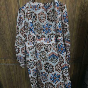 Boho Print Open Front Kimono