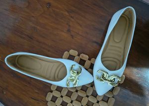 White Pointed Toe Flats