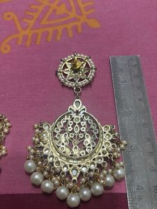 Elegant Pearl &amp; Stone Dangle Earrings