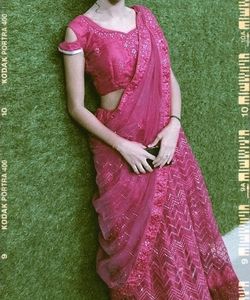 Lehenga Pink Color Full Embroidery For Womens