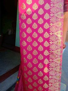 Vibrant Pink Brocade Saree