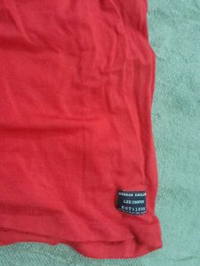 Red Turtleneck Short Sleeve Top
