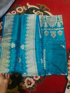 Beautiful Teal Brocade Saree