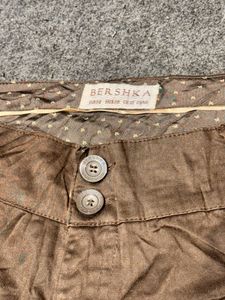 Bershka Y2K Chocolate Brown Cropped Flare Pants