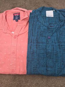 Salmon Short Sleeve Shirt w/ Tee - Size M