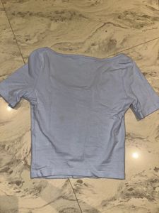 Light Blue Scoop Neck Crop Top