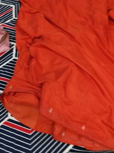 Orange Embroidered Saree