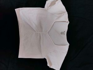 Ruched Cropped White Tee